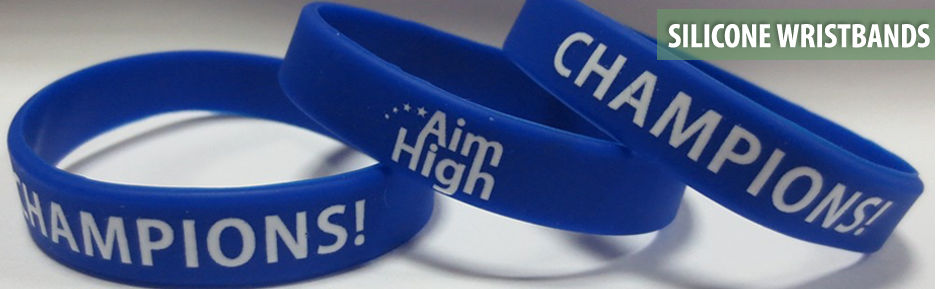 Blue silicone wristbands used for medical and awareness purposes